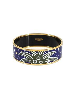 Hermes Enamel GM Bangle Bracelet Blue Gold Email GM